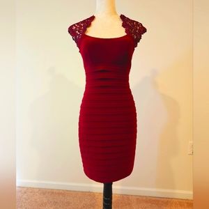 Vintage Styled Wine Color Dress with Sweetheart Neckline
